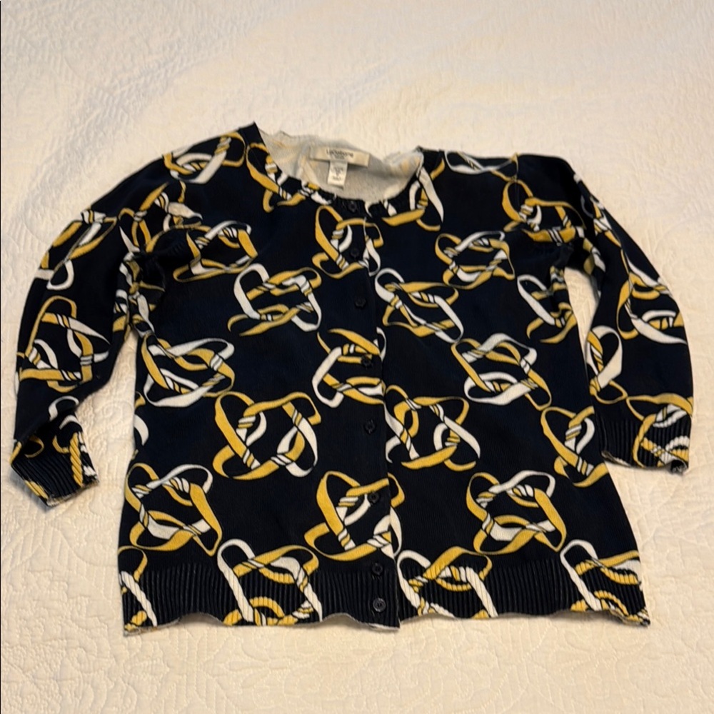 Liz Claiborne Navy and Yellow Cardigan